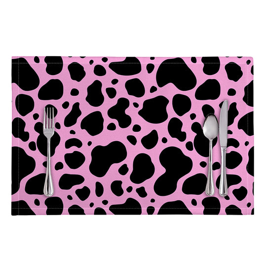 Black And Pink Cow Print Placemat