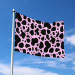 Black And Pink Cow Print Polyester Flag
