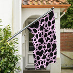 Black And Pink Cow Print Polyester Flag
