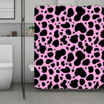 Black And Pink Cow Print Polyester Shower Curtain