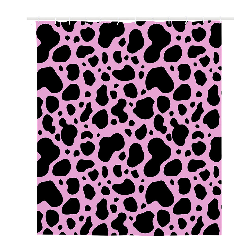 Black And Pink Cow Print Polyester Shower Curtain