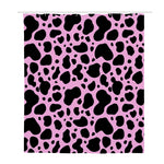 Black And Pink Cow Print Polyester Shower Curtain