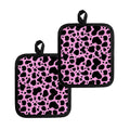 Black And Pink Cow Print Pot Holders