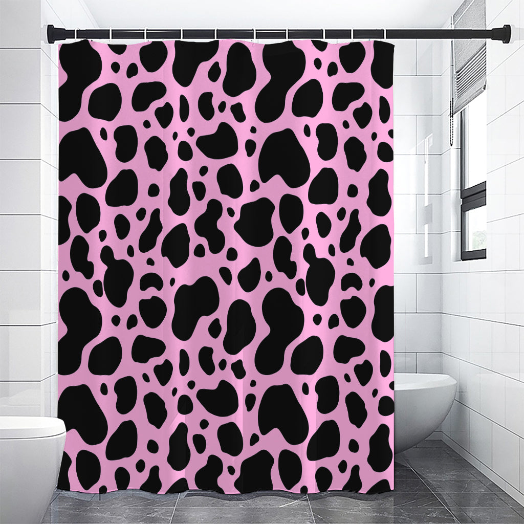 Black And Pink Cow Print Premium Shower Curtain