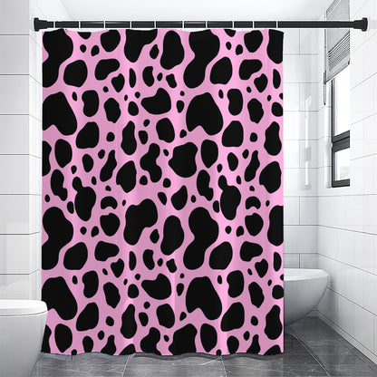 Black And Pink Cow Print Premium Shower Curtain