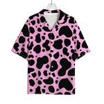 Black And Pink Cow Print Rayon Hawaiian Shirt