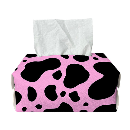 Black And Pink Cow Print Rectangle Tissue Box Cover