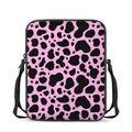 Black And Pink Cow Print Rectangular Crossbody Bag