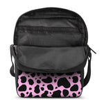 Black And Pink Cow Print Rectangular Crossbody Bag