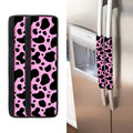Black And Pink Cow Print Refrigerator Handle Covers