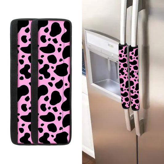 Black And Pink Cow Print Refrigerator Handle Covers