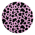 Black And Pink Cow Print Round Blanket