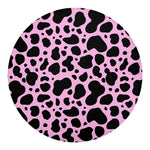 Black And Pink Cow Print Round Blanket