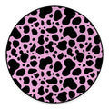 Black And Pink Cow Print Round Floor Mat