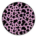 Black And Pink Cow Print Round Floor Mat