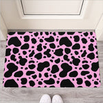 Black And Pink Cow Print Rubber Doormat
