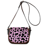 Black And Pink Cow Print Saddle Bag