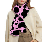 Black And Pink Cow Print Scarf