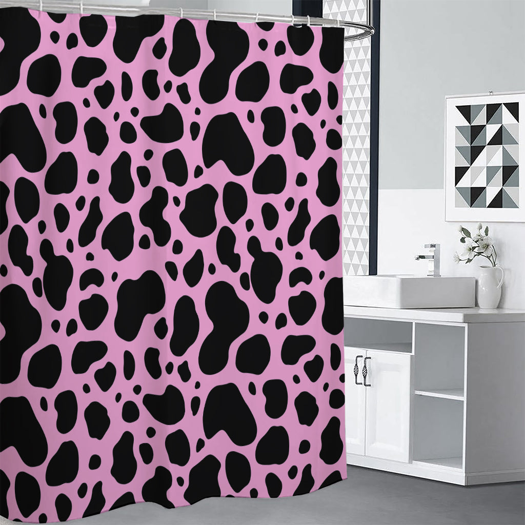Black And Pink Cow Print Shower Curtain