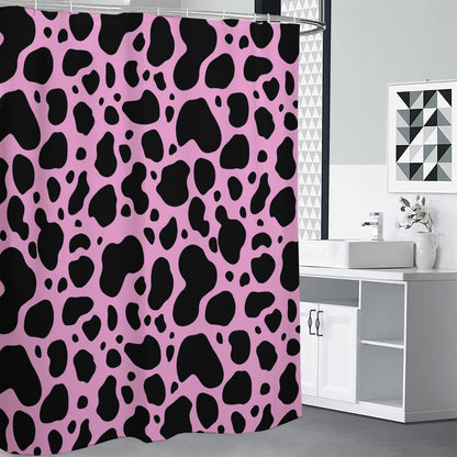 Black And Pink Cow Print Shower Curtain