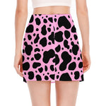 Black And Pink Cow Print Side Slit Mini Skirt