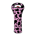 Black And Pink Cow Print Single Neoprene Wine Tote