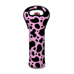 Black And Pink Cow Print Single Neoprene Wine Tote