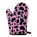 Black And Pink Cow Print Single Oven Mitt
