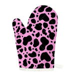 Black And Pink Cow Print Single Oven Mitt