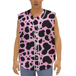 Black And Pink Cow Print Sleeveless Baseball Jersey