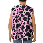 Black And Pink Cow Print Sleeveless Baseball Jersey