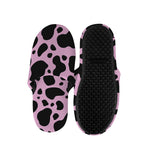 Black And Pink Cow Print Slippers