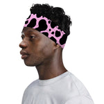 Black And Pink Cow Print Sports Headband