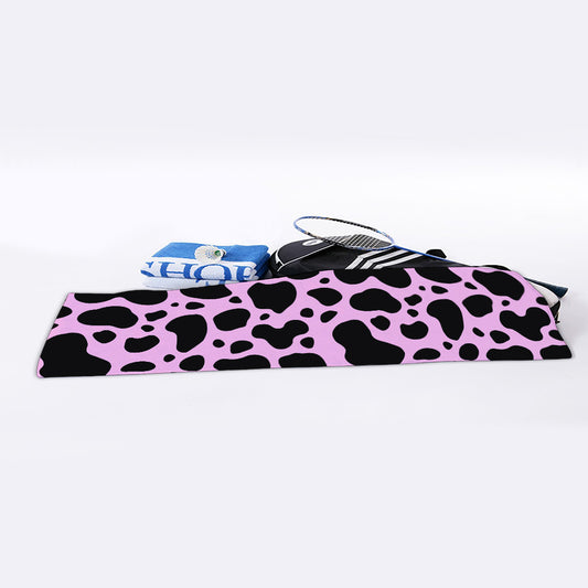 Black And Pink Cow Print Sports Towel