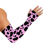 Black And Pink Cow Print Sun Protection Arm Sleeves