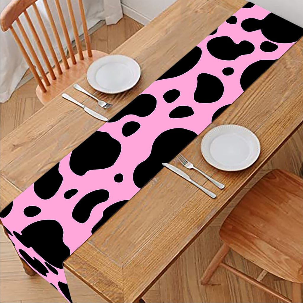 Black And Pink Cow Print Table Runner