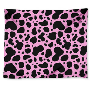 Black And Pink Cow Print Tapestry