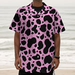 Black And Pink Cow Print Textured Short Sleeve Shirt