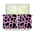 Black And Pink Cow Print Tier Curtains