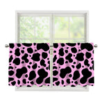 Black And Pink Cow Print Tier Curtains
