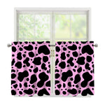 Black And Pink Cow Print Tier Curtains