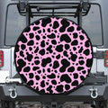 Black And Pink Cow Print Tire Cover