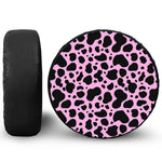Black And Pink Cow Print Tire Cover