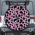 Black And Pink Cow Print Tire Cover With Camera Hole