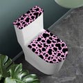 Black And Pink Cow Print Toilet Lid And Tank Cover Set