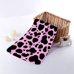 Black And Pink Cow Print Towel