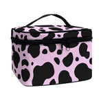 Black And Pink Cow Print Travel Makeup Bag