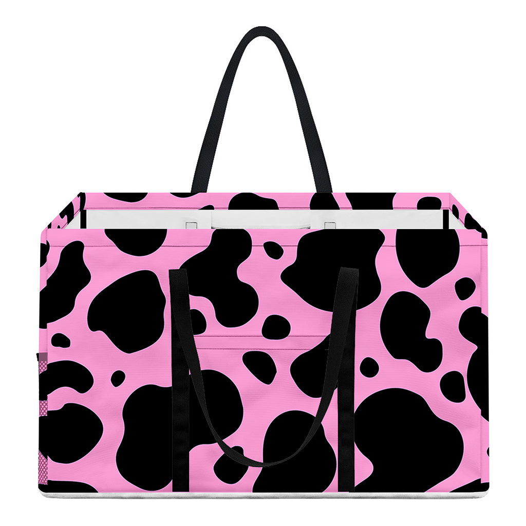 Black And Pink Cow Print Utility Tote Bag