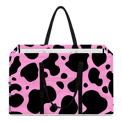 Black And Pink Cow Print Utility Tote Bag