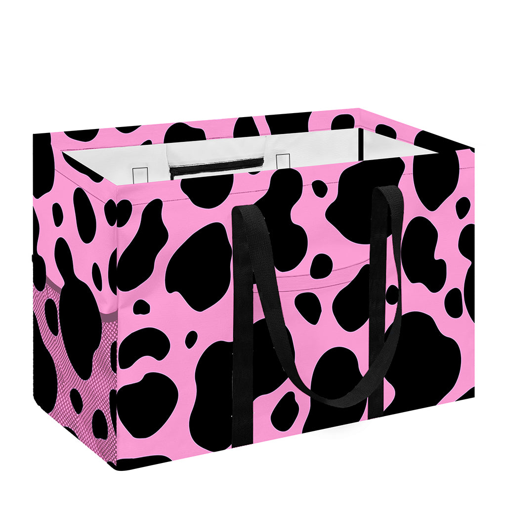 Black And Pink Cow Print Utility Tote Bag